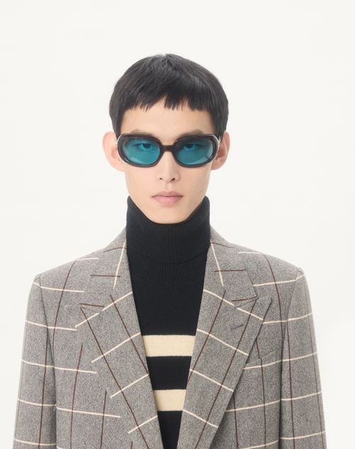 Valentino - Vロゴエンブロイダリー ウール ハイネック ニットプル - ブラック/バター - メンズ - ニット